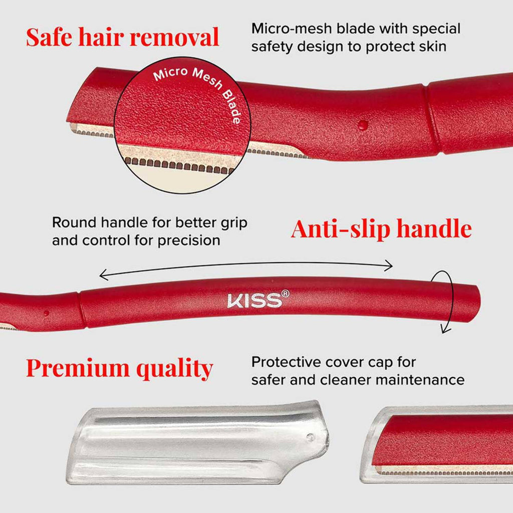 Kiss New York Eyebrow Razor Trimmer Facial Hair Shaper Remover, Multipurpose Exfoliating Dermaplaning Dermaplane Shaving Tools for Men &amp; Women 5 Count