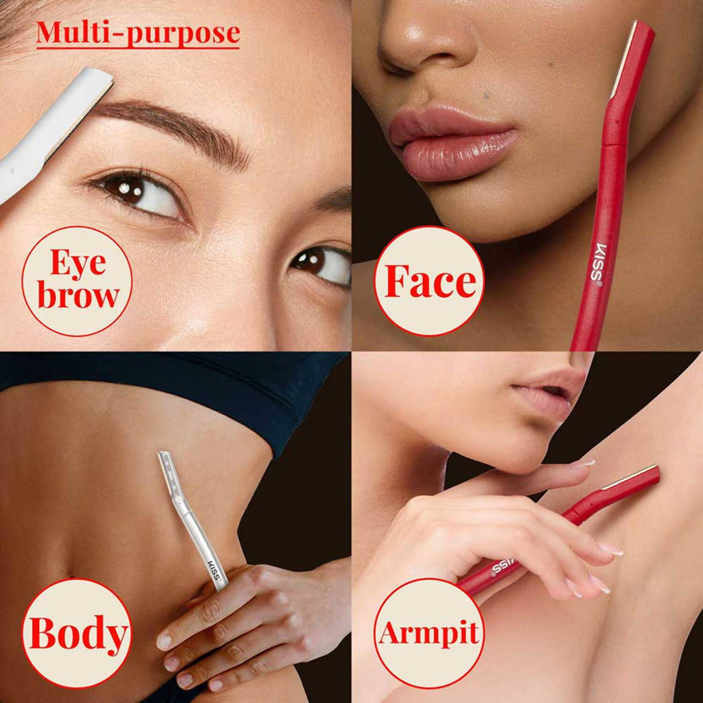 Kiss New York Eyebrow Razor Trimmer Facial Hair Shaper Remover, Multipurpose Exfoliating Dermaplaning Dermaplane Shaving Tools for Men &amp; Women 5 Count