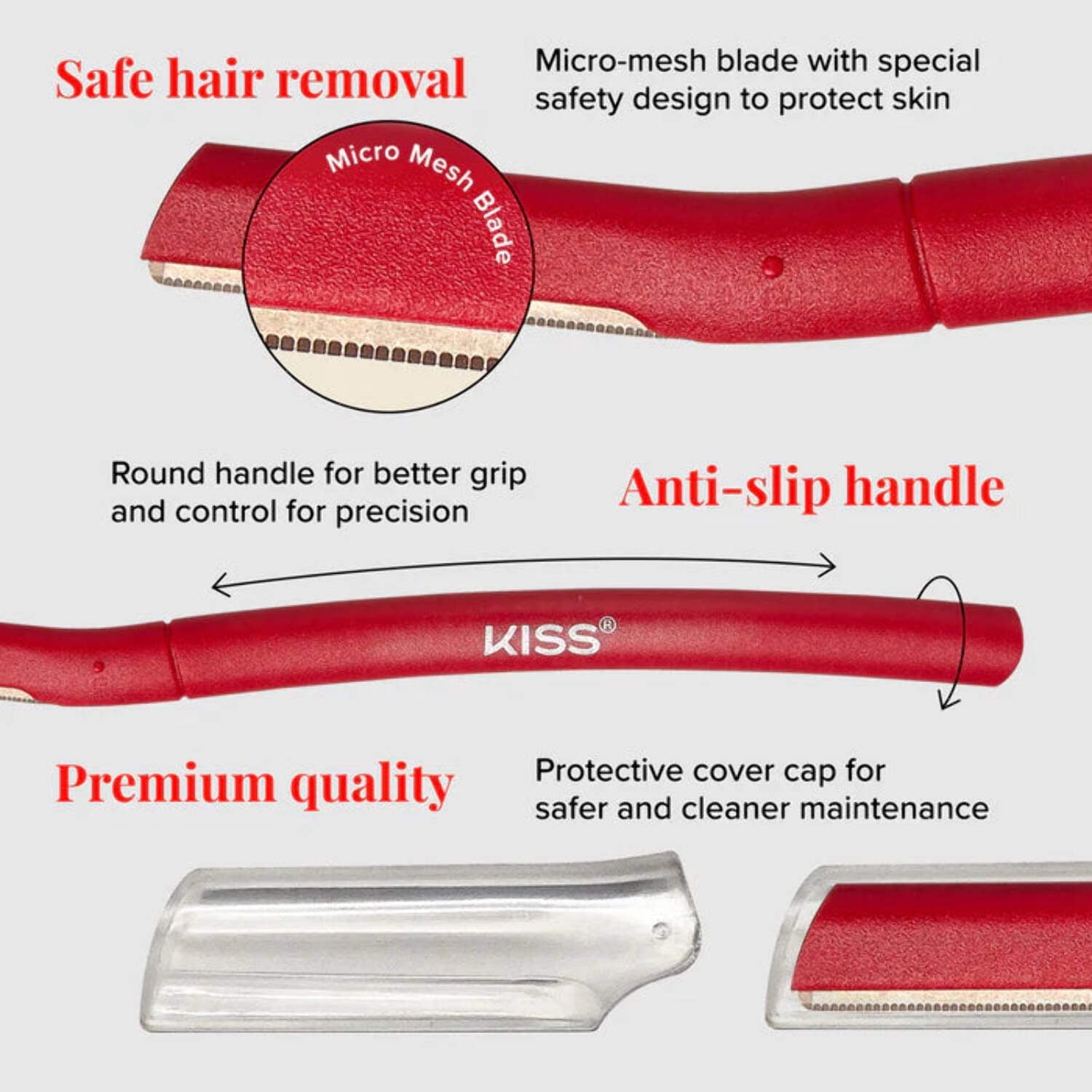 Kiss New York Eyebrow Razor Trimmer Facial Hair Shaper Remover, Multipurpose Exfoliating Dermaplaning Dermaplane Shaving Tools for Men &amp; Women 5 Count