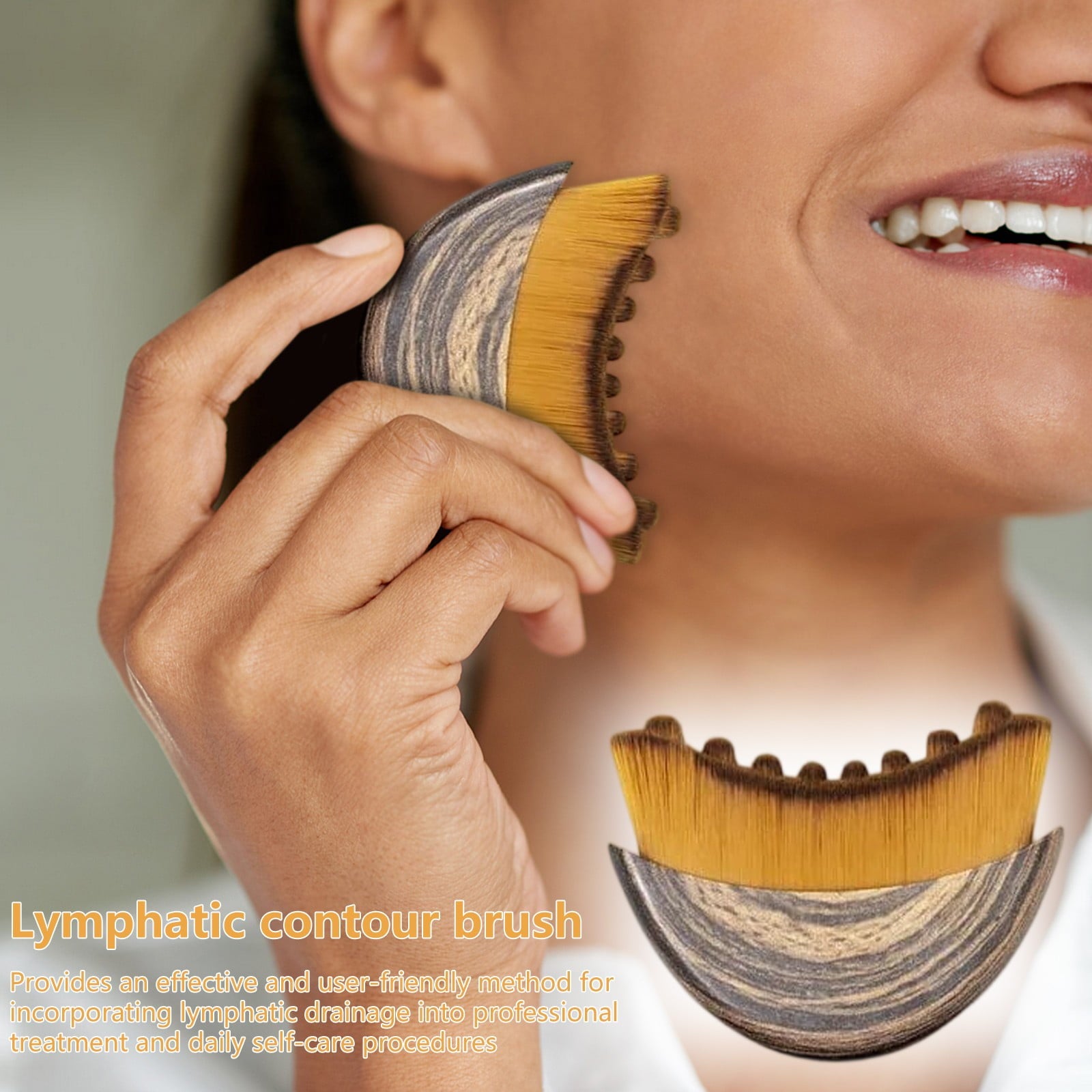 Lymphatic Contour Face Brush, Dry Brushing Face Brush, Lymphatic Drainage for Face, Chin &amp; Jawline Sculpting, Ergonomically Designed to Fit The Skin Precisely and Relieve Fatigue(With case,3PCS)
