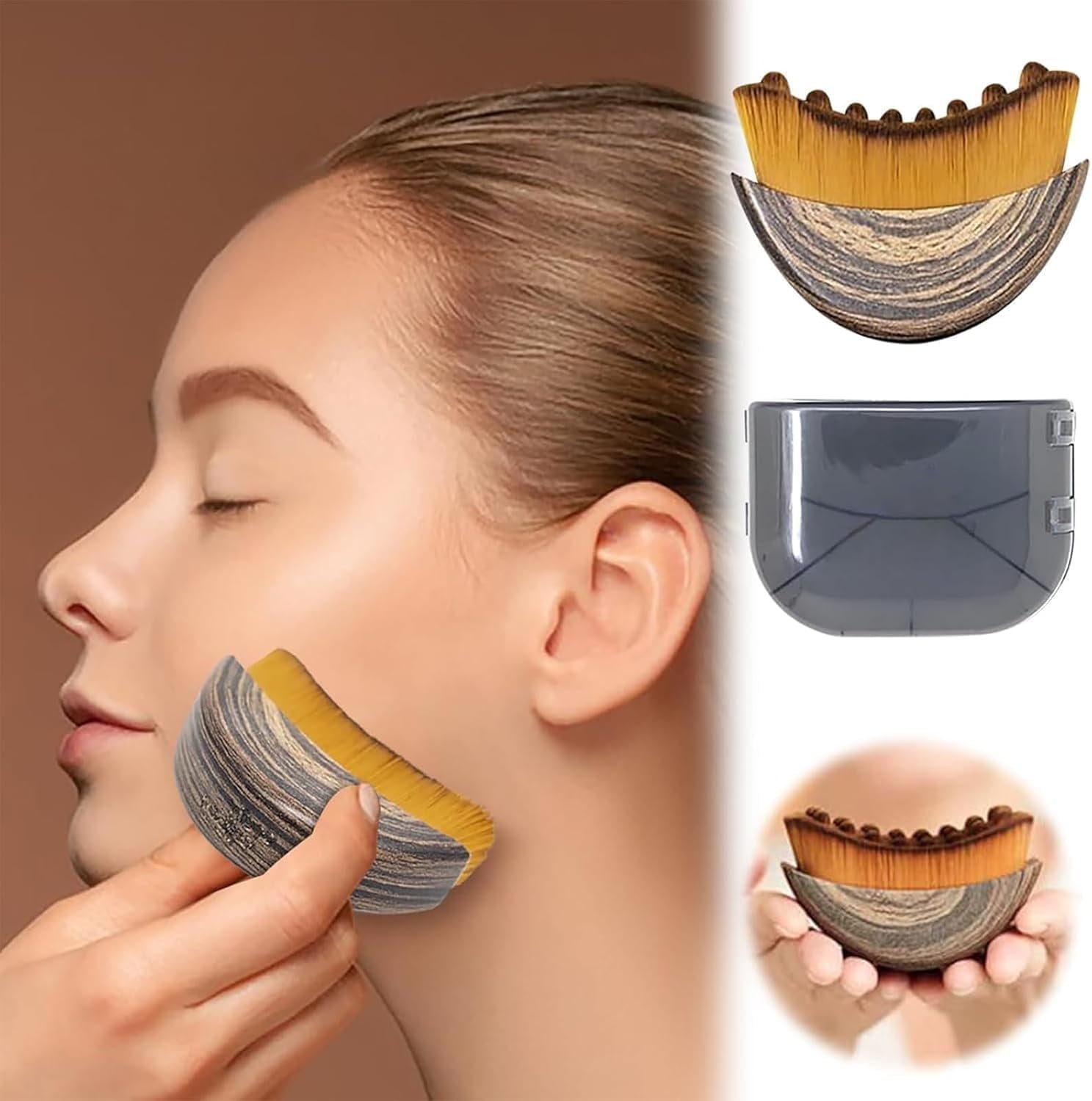 Lymphatic Contour Face Brush, Dry Brushing Face Brush, Lymphatic Drainage for Face, Chin &amp; Jawline Sculpting, Ergonomically Designed to Fit The Skin Precisely and Relieve Fatigue(With case,3PCS)