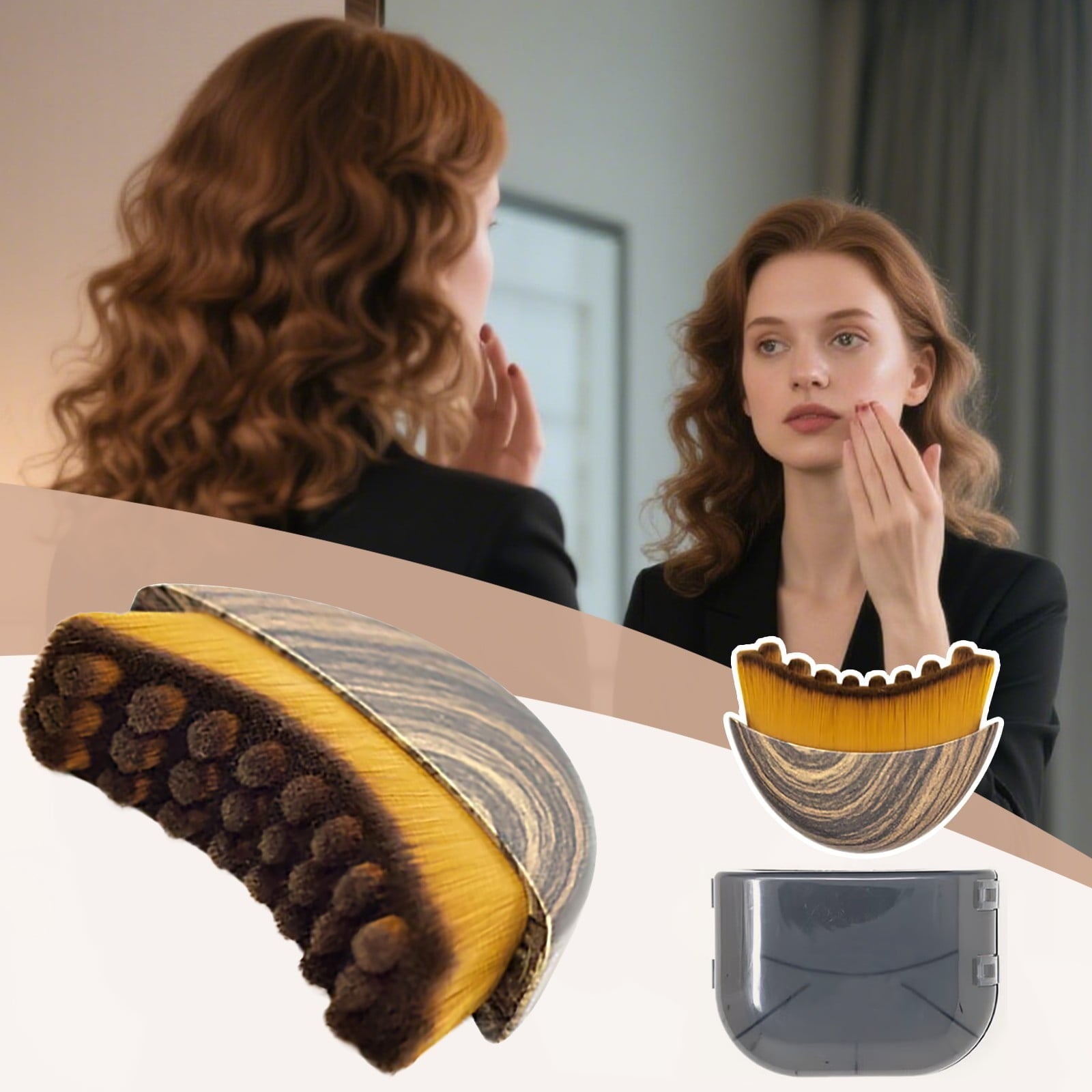 Lymphatic Contour Face Brush, Dry Brushing Face Brush, Lymphatic Drainage for Face, Chin &amp; Jawline Sculpting, Ergonomically Designed to Fit The Skin Precisely and Relieve Fatigue(With case,3PCS)