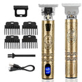 Men’s Beard Trimmer T-Blade Hair Clipper Kit, USB Rechargeable Cordless Hair Cutting Tool with LCD Display &amp; Precision Guide Combs, Waterproof Grooming Kit for Face Beard Nose Hair Men’s Gifts