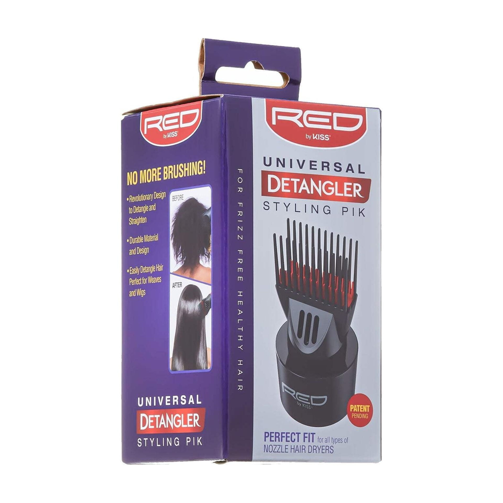 RED by Kiss Universal Detangling Blow Dryer Hair Styling Pik, Heavy-Duty Nylon, Frizz Free Straightening, Ideal for Natural Hair, Weaves, Wigs, Compatible with All Dryers