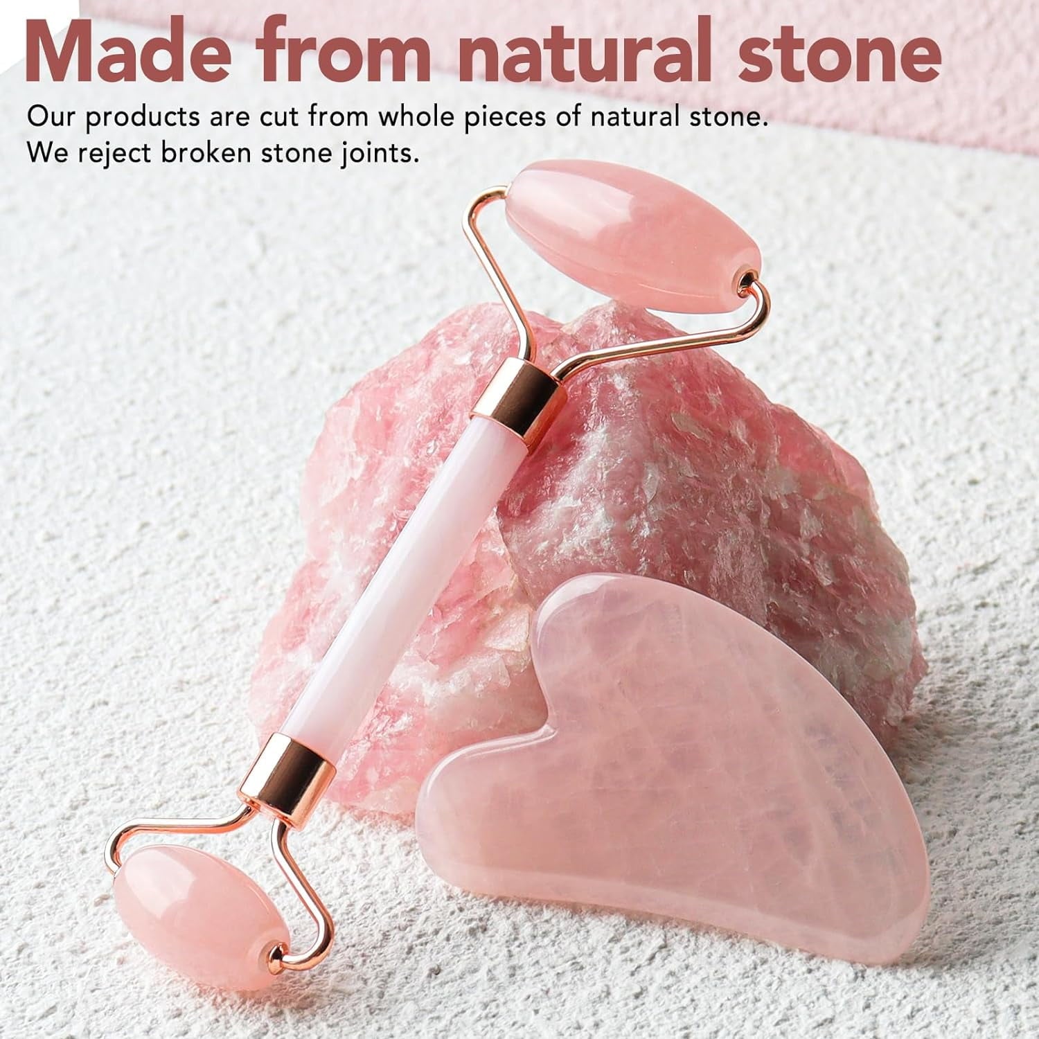 CozyNestFinds Face Massager Rose Quartz Face Roller &amp; Gua Sha Facial Tool Set, Muscle Tension Relief, Skin Care Gifts for Woman/Men, Skin Care Gifts