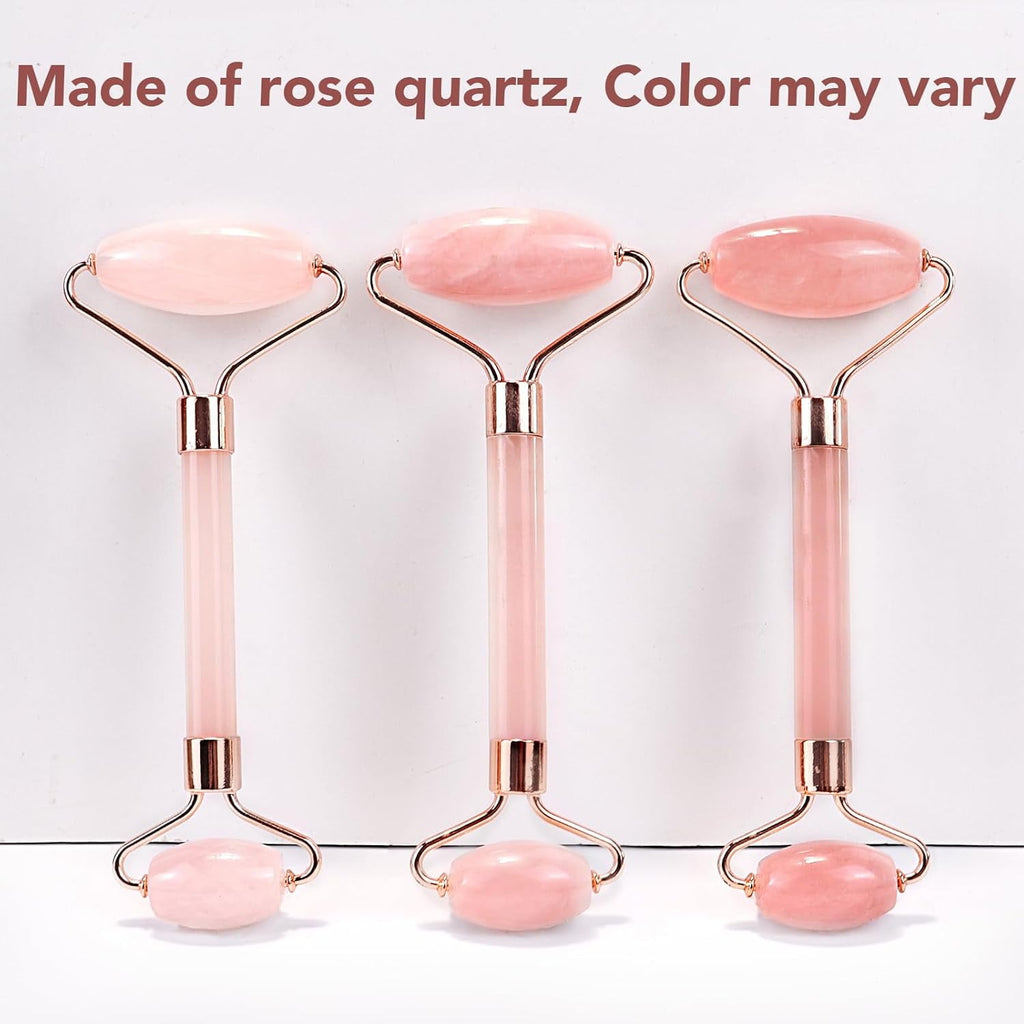 CozyNestFinds Face Massager Rose Quartz Face Roller &amp; Gua Sha Facial Tool Set, Muscle Tension Relief, Skin Care Gifts for Woman/Men, Skin Care Gifts