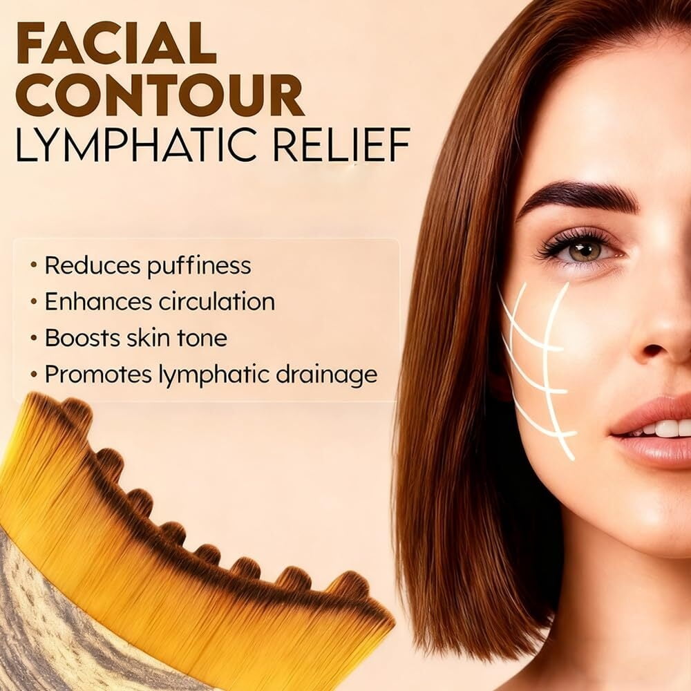 Aeki Lymphatic Contour Face Brush - Reduces Puffiness &amp; Restores Definition, Aeki Lymphatic Face Brush, 100% Gentle &amp; Soft on Skin | Naturally Sculpted Look,Aekii Facial Brush