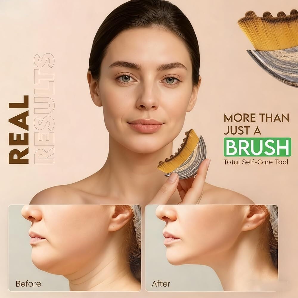 Aeki Lymphatic Contour Face Brush - Reduces Puffiness &amp; Restores Definition, Aeki Lymphatic Face Brush, 100% Gentle &amp; Soft on Skin | Naturally Sculpted Look,Aekii Facial Brush