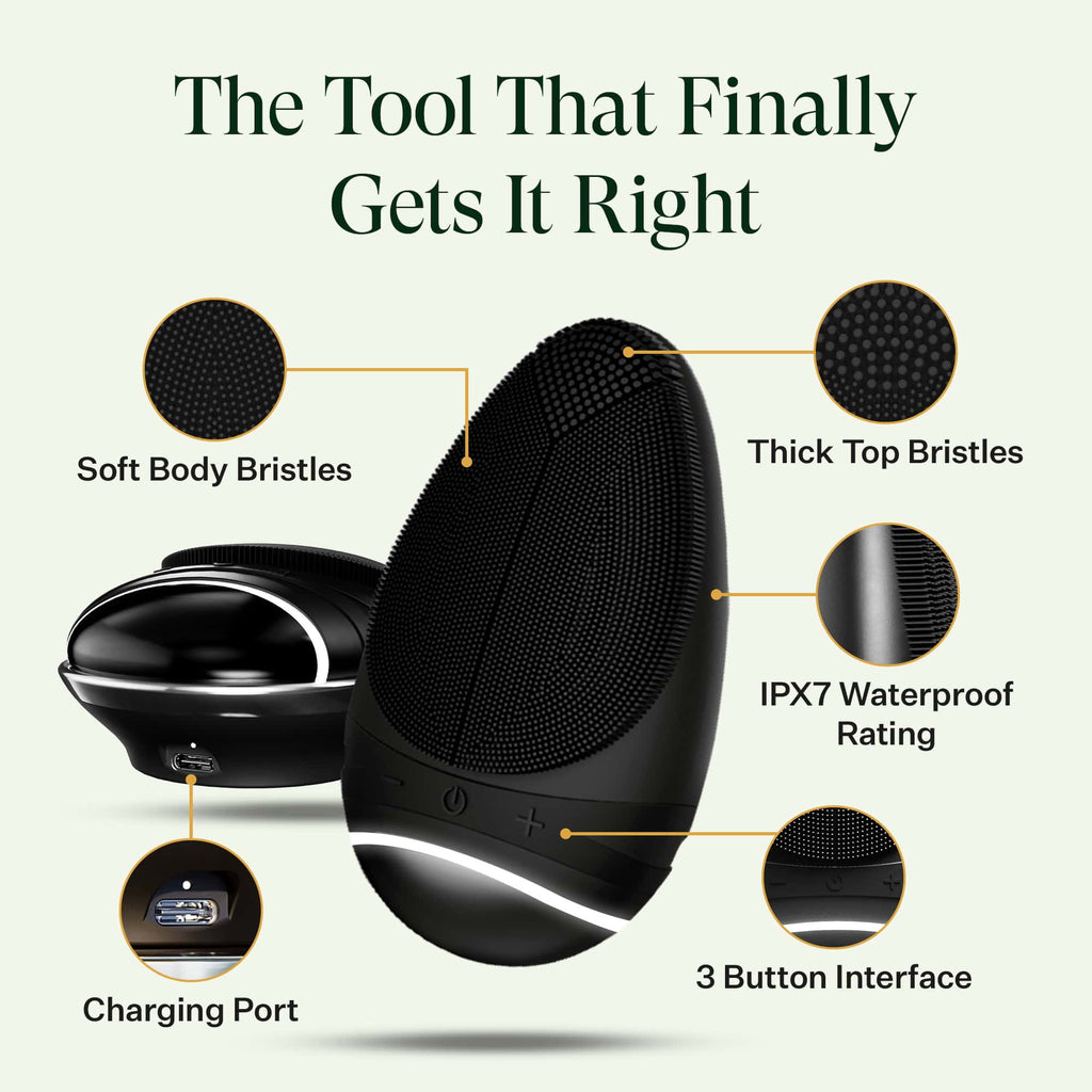douxds Flex™ Pro Vibrating Face Brush, Electric Face Scrubber, Face Scrubber for Men, Flex™ Face Brush, Men's Skin Care, Powerful Sonic Technology, Removes Dark Marks and Bumps, Acne Treatment