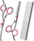 with Safety Round Tip,Pet  Kit, Shears for ,Incude Thinning,Curved  and Comb for dogs, cats.Suitable for The Right Hand