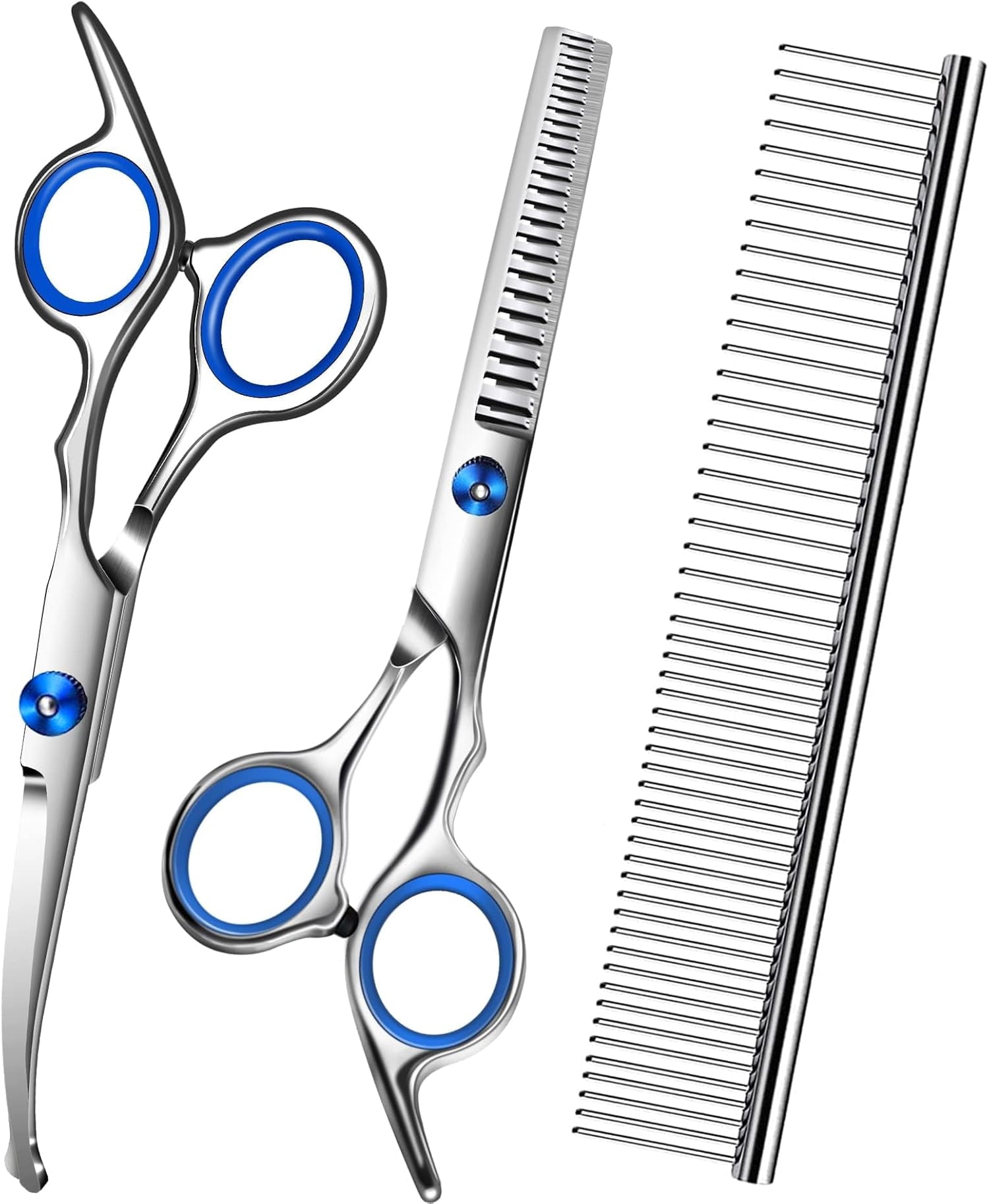 with Safety Round Tip,Pet  Kit, Shears for ,Incude Thinning,Curved  and Comb for dogs, cats.Suitable for The Right Hand